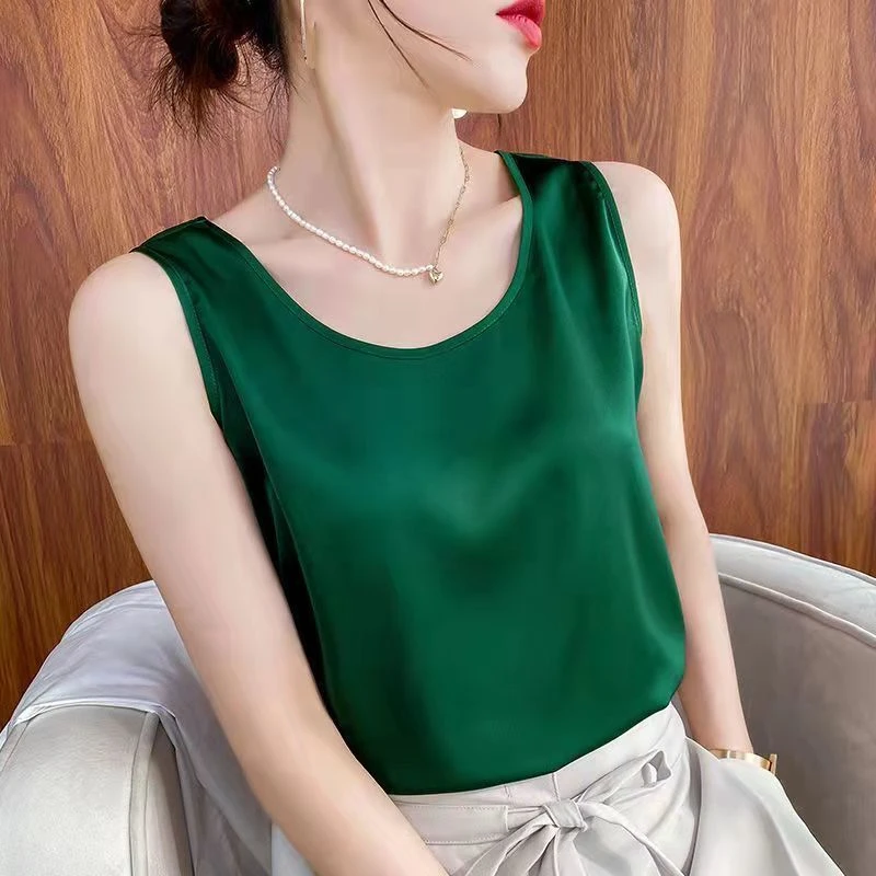 修身宽肩带圆领背心女夏外穿加大大码吊带西装内搭打底女士背心