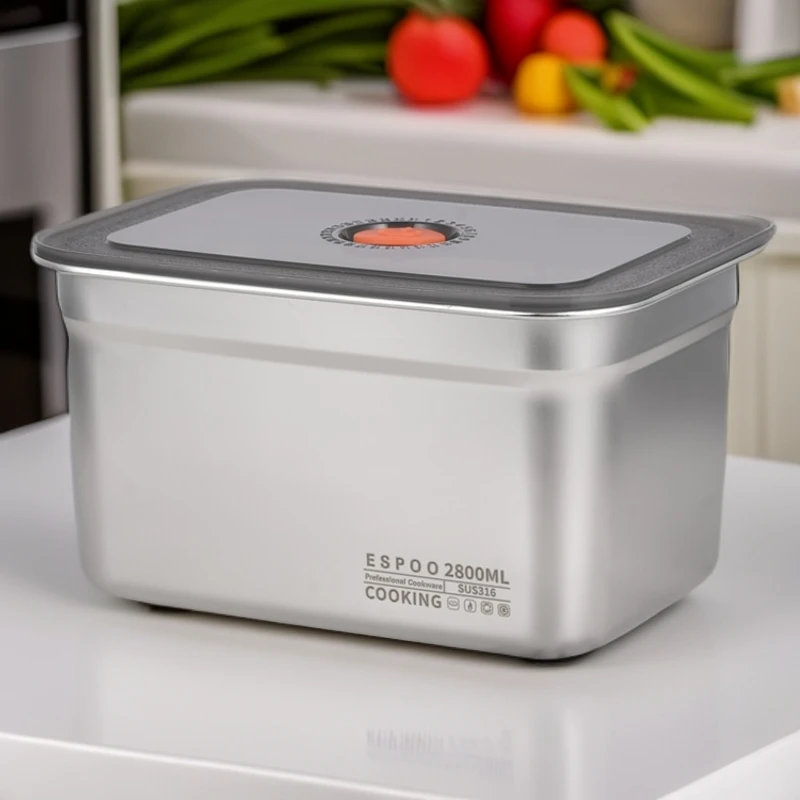 【拍一发二】ESPOOR升级2800ML计时316不锈钢保鲜盒密封防漏烘焙