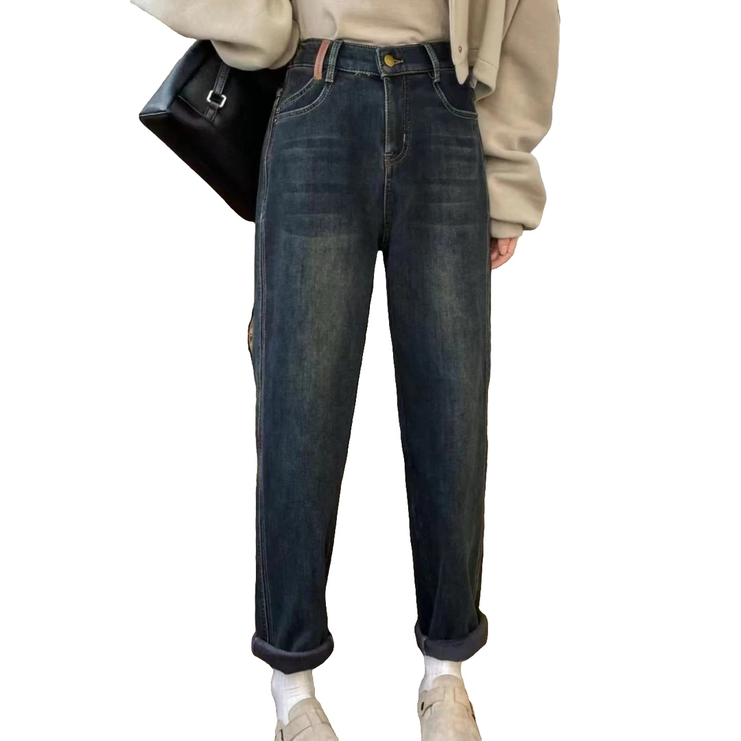 【锦衣服饰】李6203时尚复古蓝色牛仔垮裤