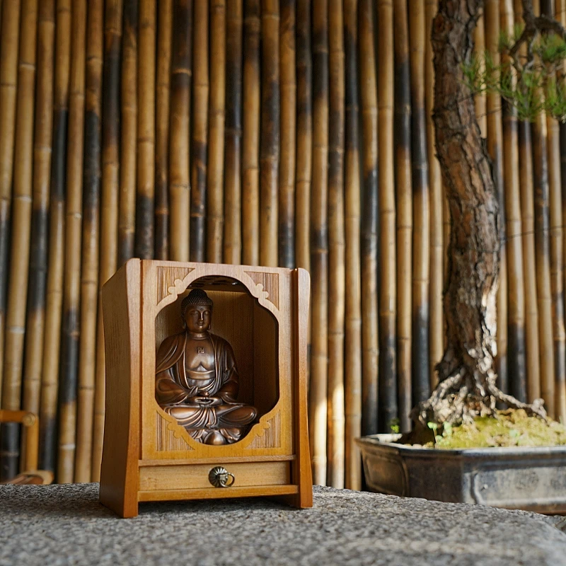 朴塑竹制随身小龛家用摆件