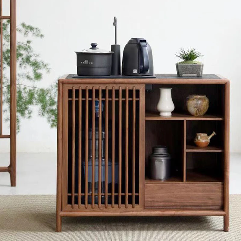 北美黑胡桃木老榆木实木茶水柜玄关茶柜储物柜中式茶几客厅柜