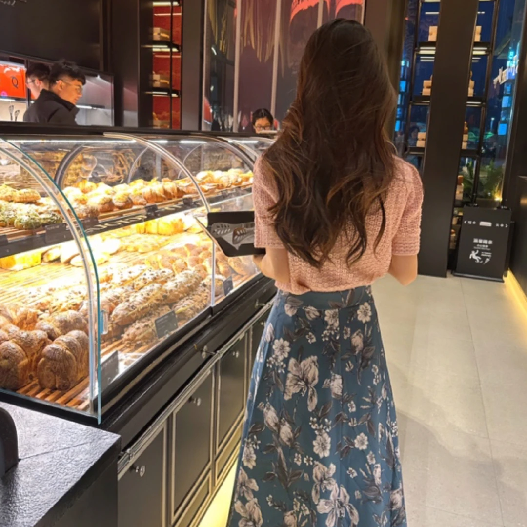 【浪漫风铃】哥弟百搭时尚复古显瘦印花高腰法式半身裙 1200336