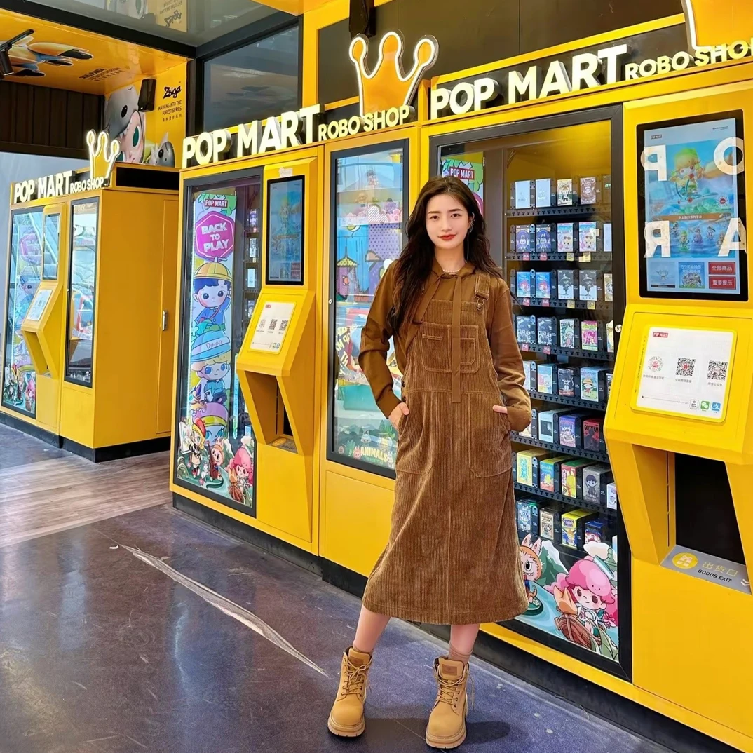 GIRDEAR/哥弟【悠长假期】秋冬热力感雪尼尔宽松背带裙1200339