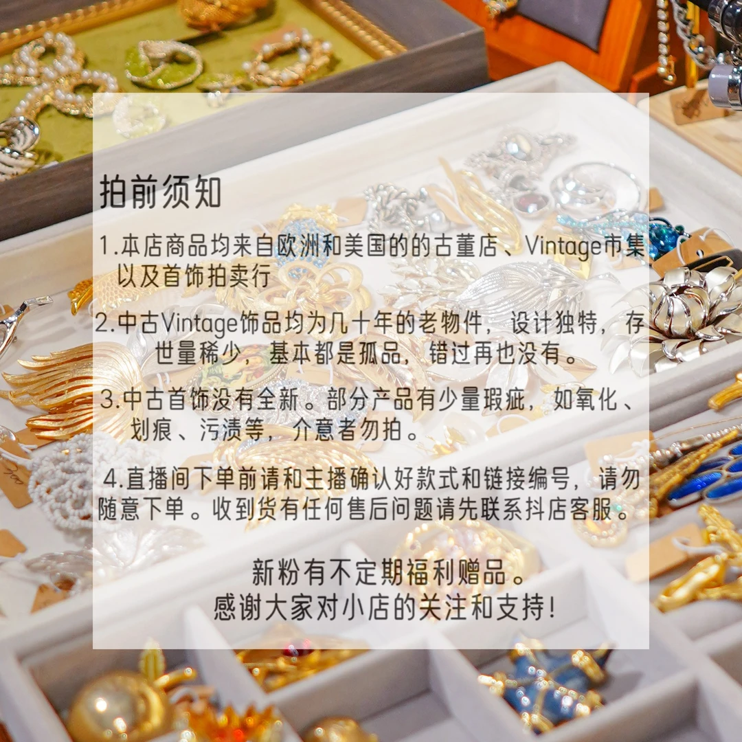 合金耳饰 01.04欧美Vintage中古饰品项链胸针耳饰no退换