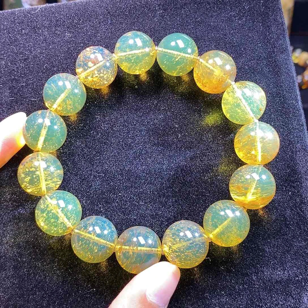 琥珀颈饰未镶嵌15mm雨花满天星手串