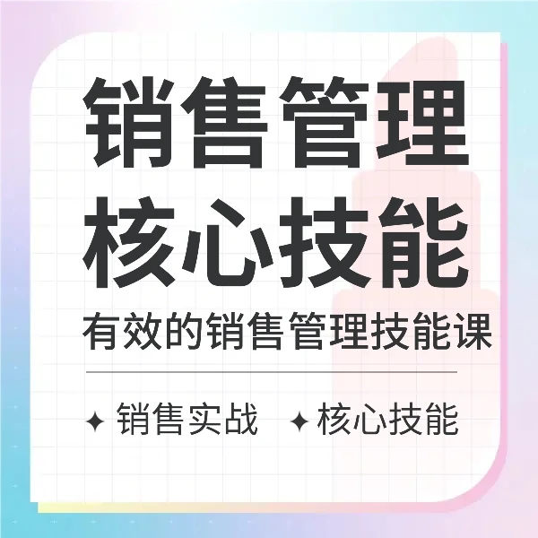 有效的销售管理：销售经理的核心管理技能课