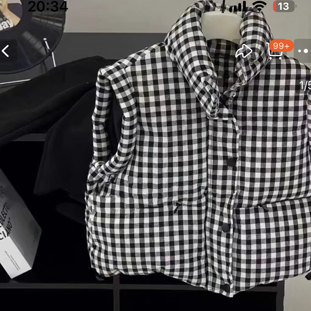 【编号L333】23997-25-儿童儿童加厚棉马甲黑白格-Heyboobii