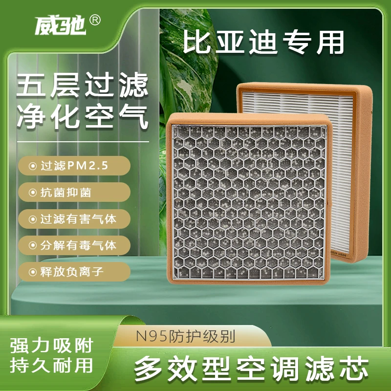 比亚迪专用e3 元PLUS 唐 宋 汉 秦 驱逐舰 汽车空调滤芯过滤