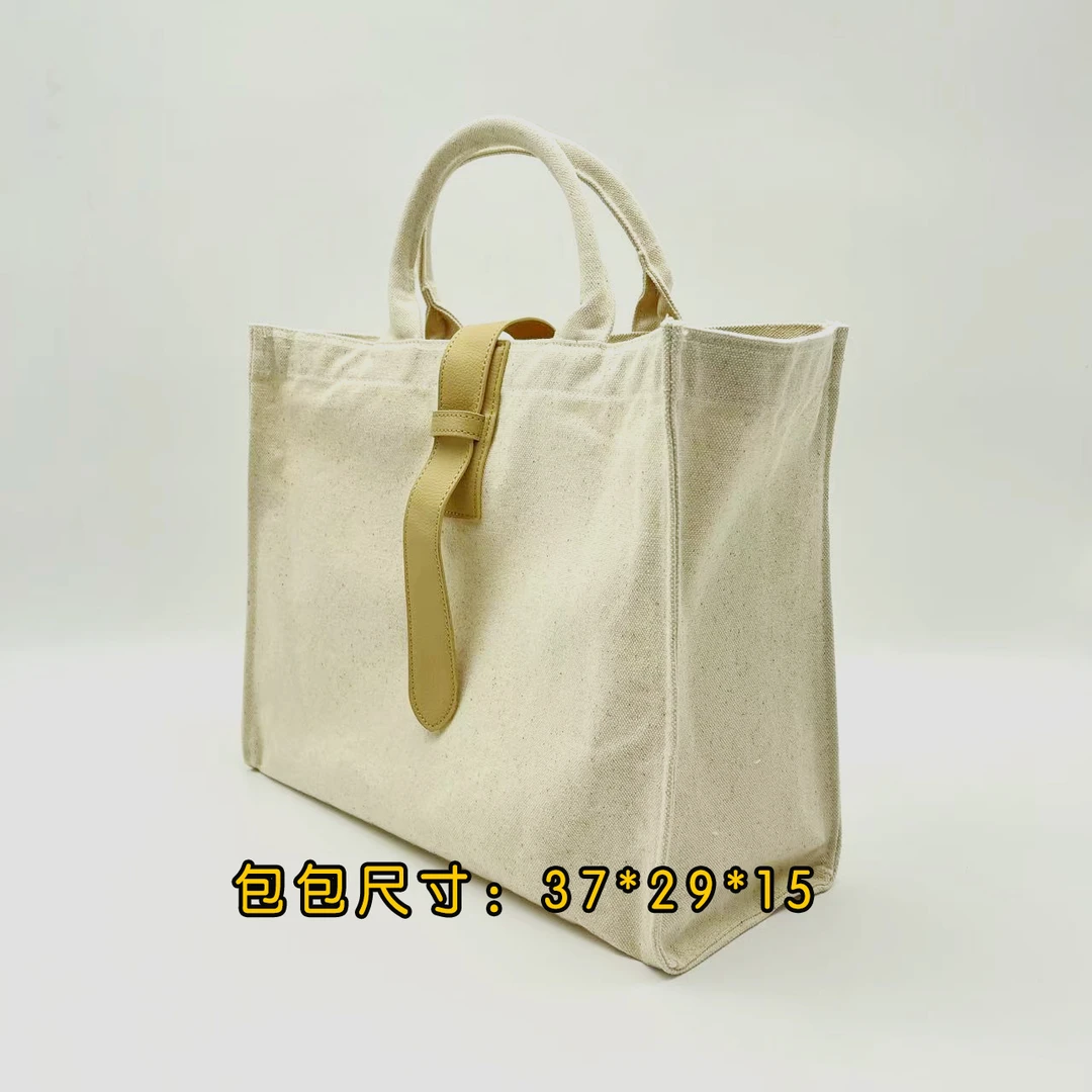拉带款厚帆布随性手提包托特包