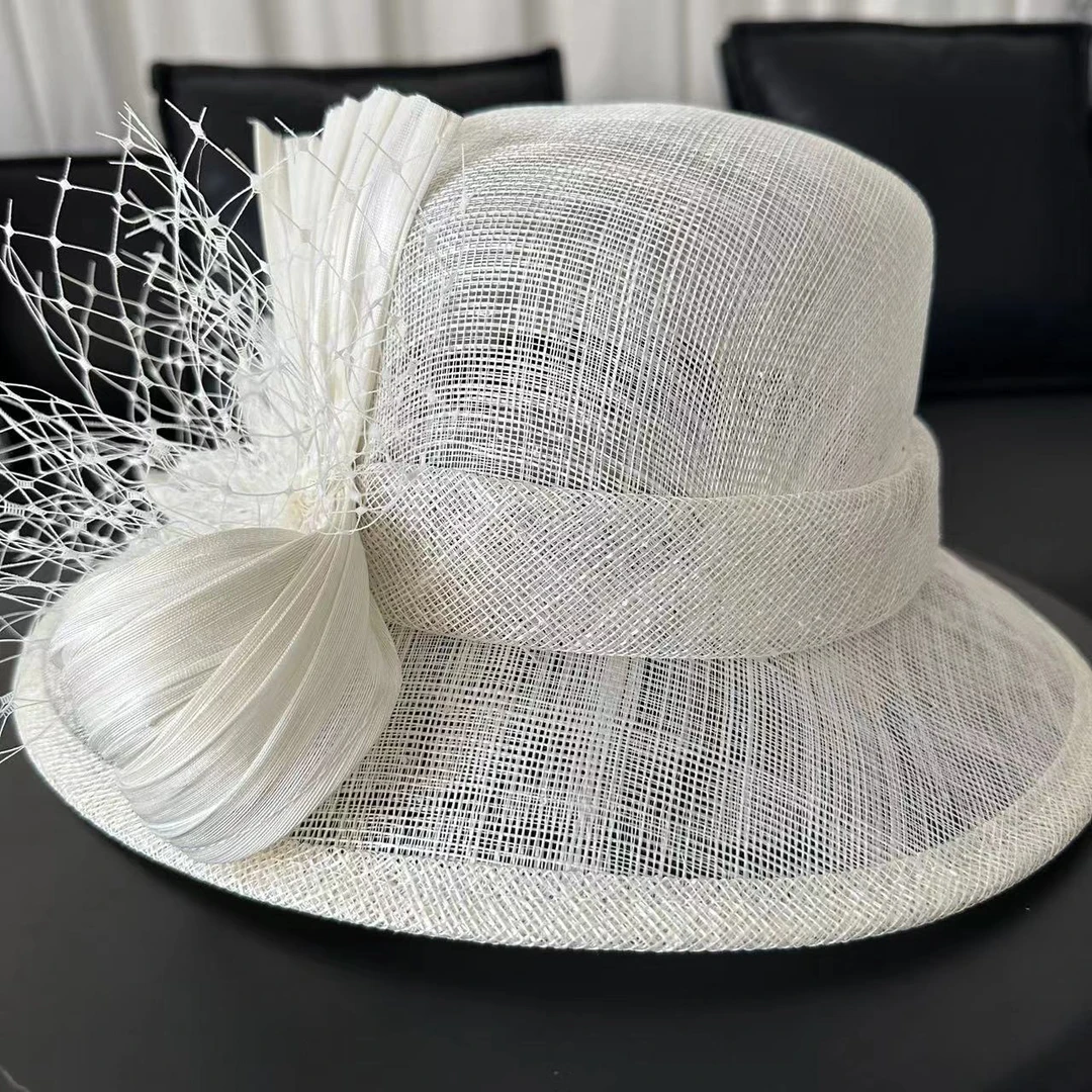 高端奢品手工进口麻纱帽