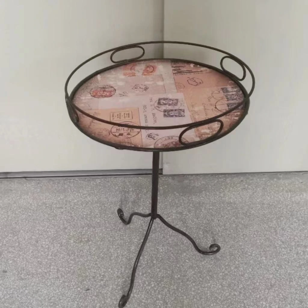 圆形欧式铁艺家居边角几茶几桌子休闲庭院阳台客厅花架0078
