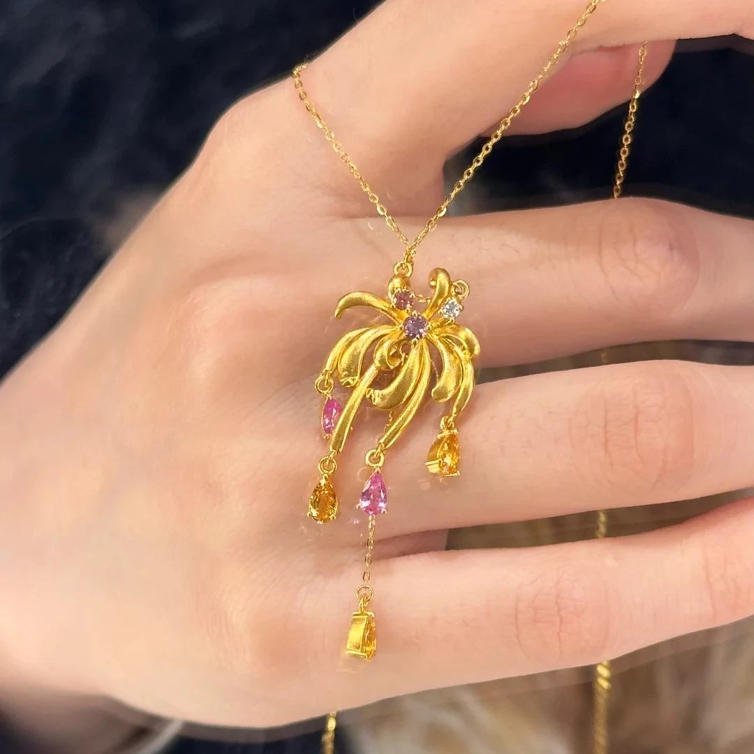 JIN BAI ZHENG 钛钢项链 精致甜美流苏烟花项链女