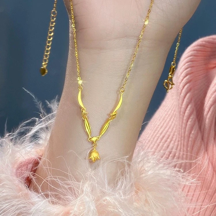 钛钢项链 不掉色新中式国风铃兰花项链女百搭精致高级感锁骨链ins