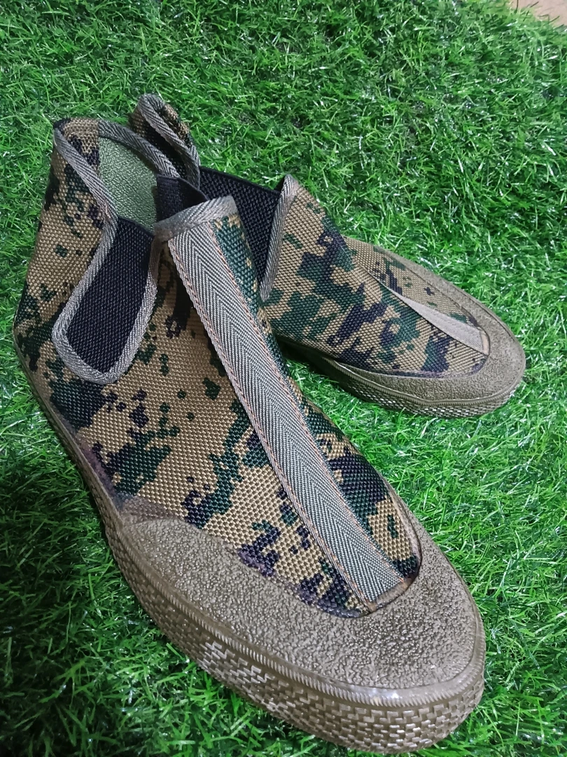 男士高帮迷彩胶鞋草原迷彩一脚蹬农田鞋元宝鞋