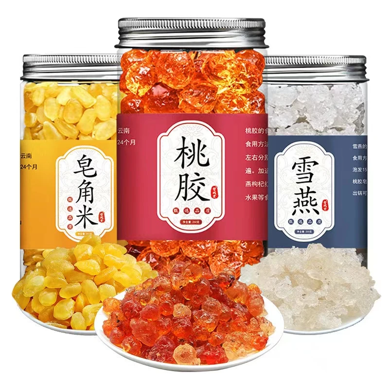 云南《桃胶雪燕皂角米》女人三宝/养颜组合装正品150g/罐桃胶银耳羹