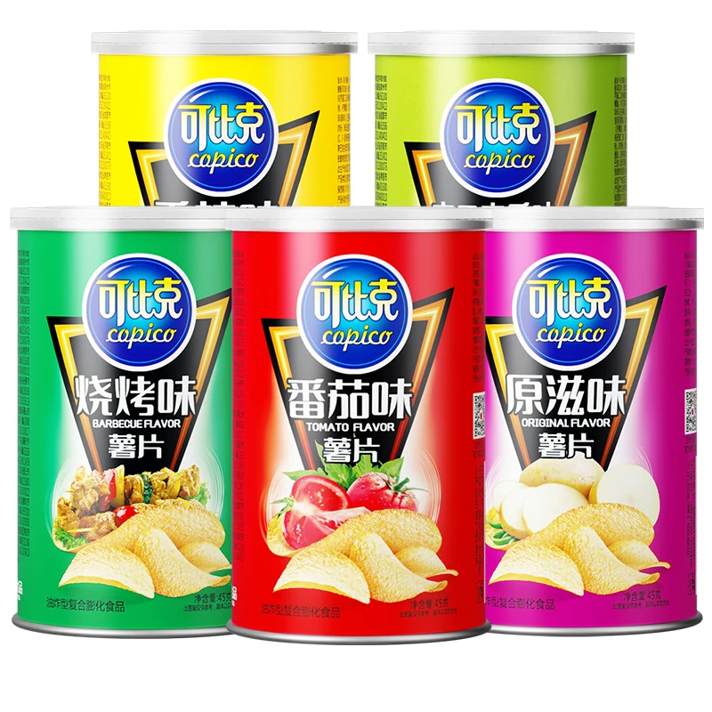 可比克桶装薯片45g罐装5口味混合网红宿舍解馋零食小吃观赛搭子