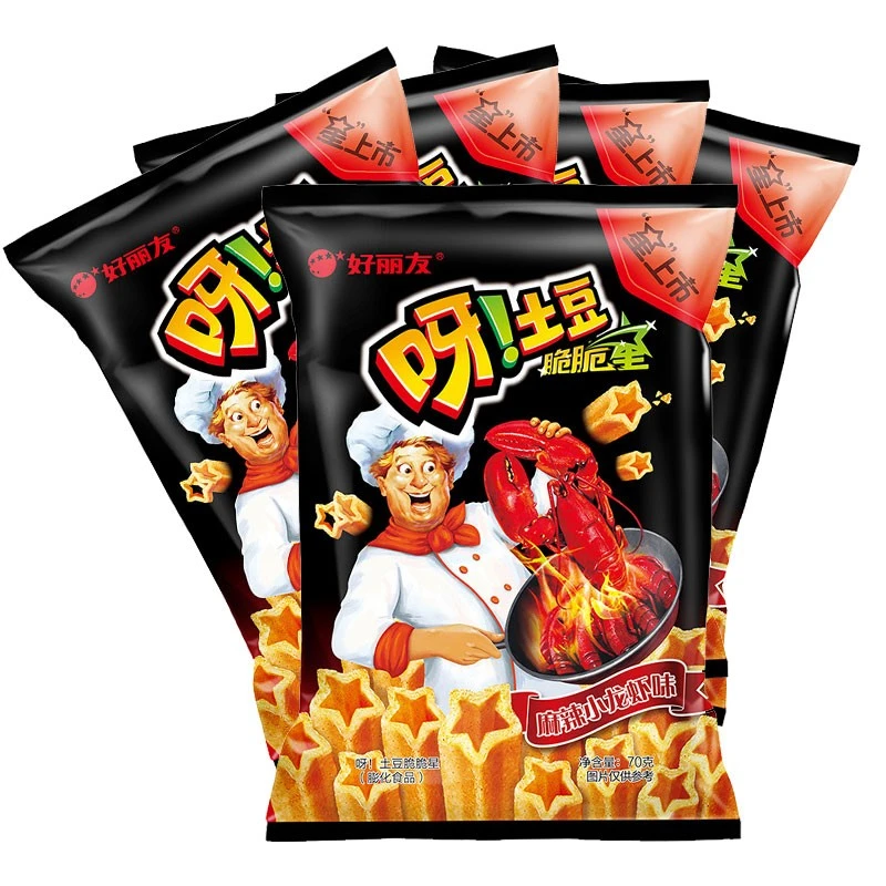 好丽友呀土豆小龙虾味70g酥脆空心薯条大包夜宵充饥解馋碳水零食