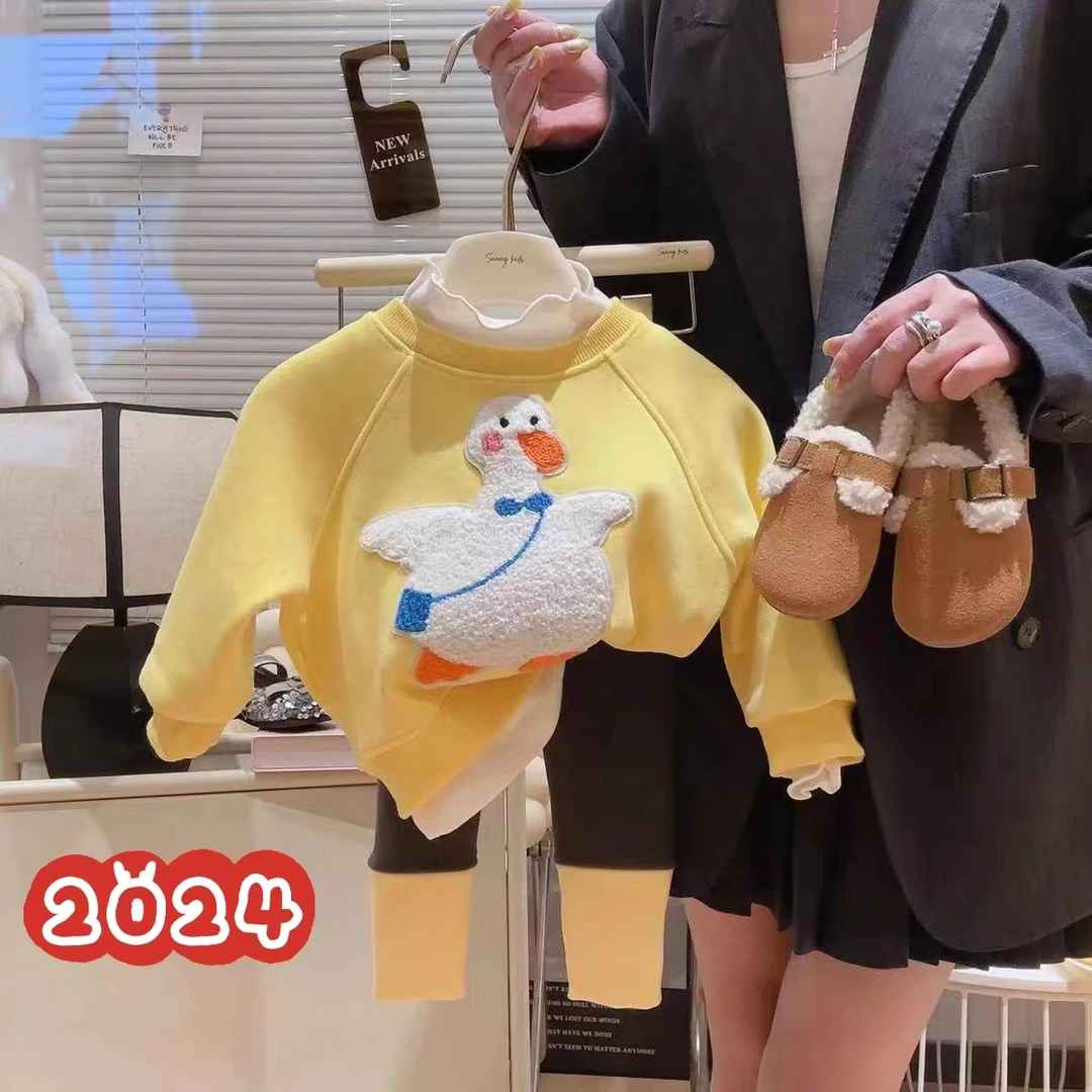 女童卫衣套装2024新款洋气时髦儿童休闲两件套女宝网红加绒L2062