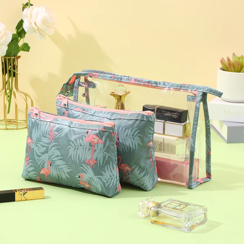网红多功能防水火烈鸟三件套PVC化妆包女便携旅行洗漱用品收纳包