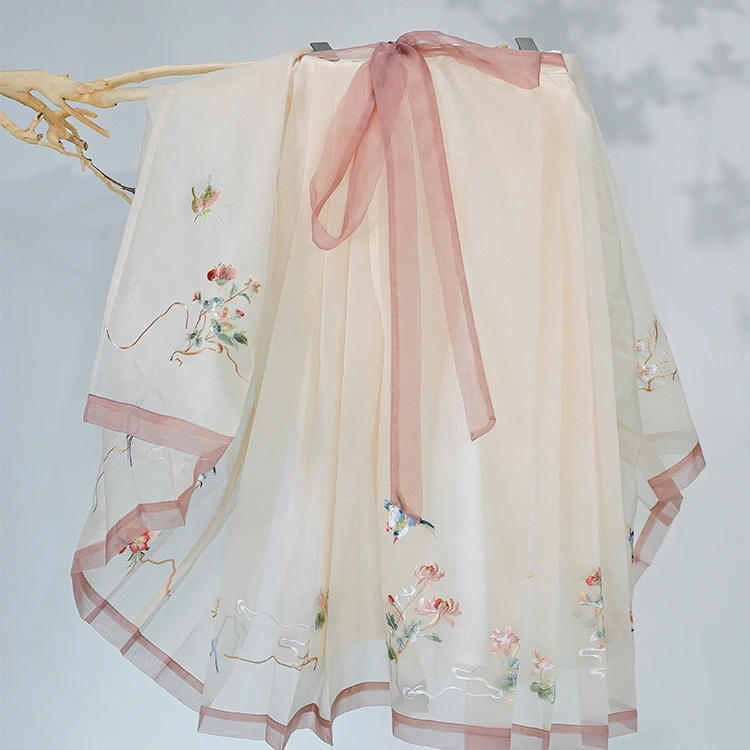 清水溪【四时小景】汉服女款八分马面裙夏季薄款改良国风半身裙仙气