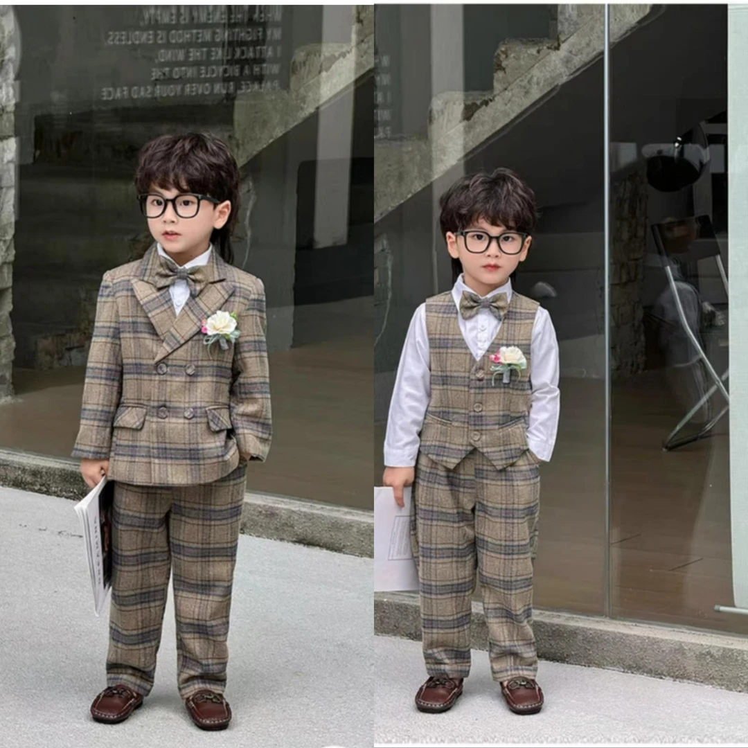 男童西装套装秋冬男宝周岁礼服英伦花童主持钢琴演出服儿童西服