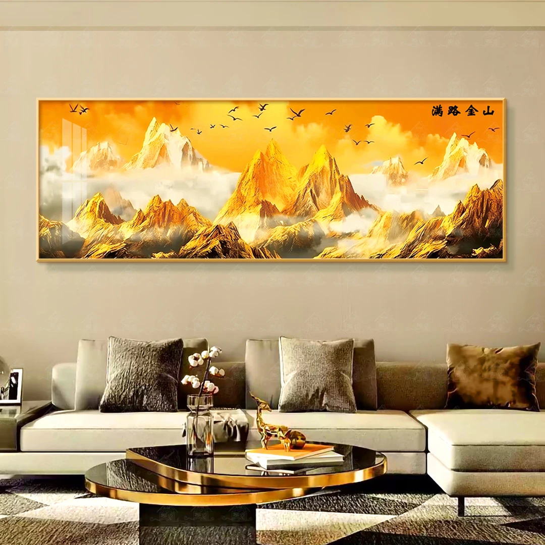 【进口棉布】爱阁十字绣满路金山二日照金山大幅经典风景手工绣