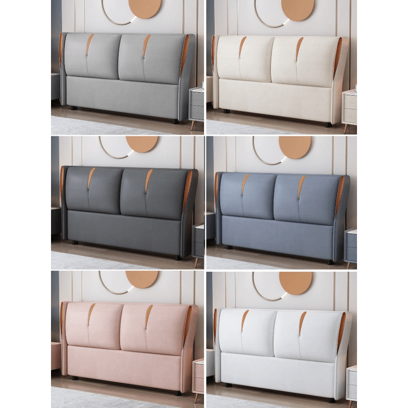 床头板软包简约现代落地靠背板2022新款北欧科技布全实木床头单买