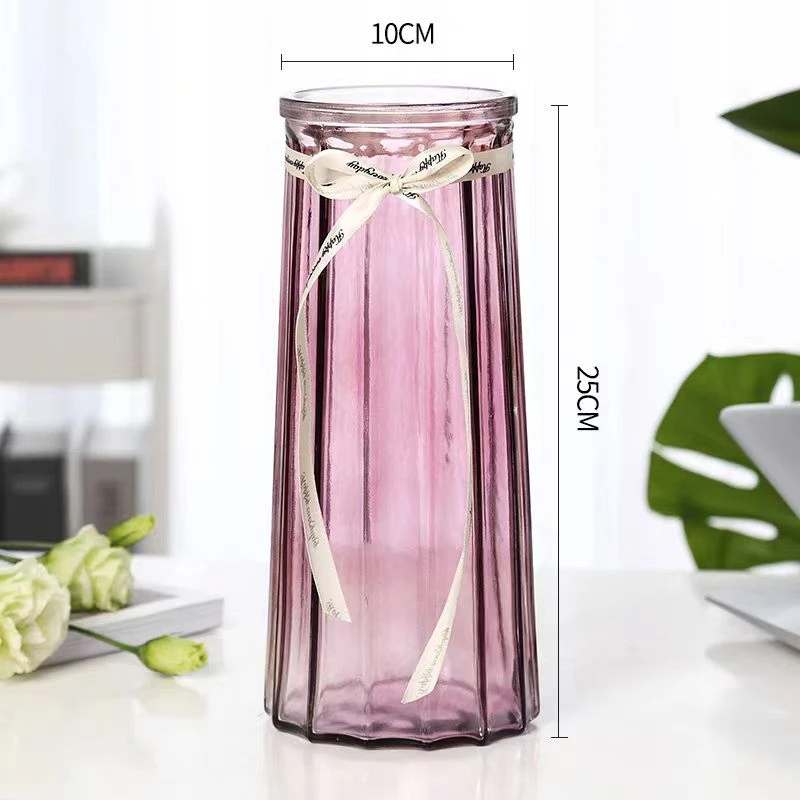 【酒红色玻璃花瓶】玻璃花瓶家庭插花(高度25cm)(不参与凑单)