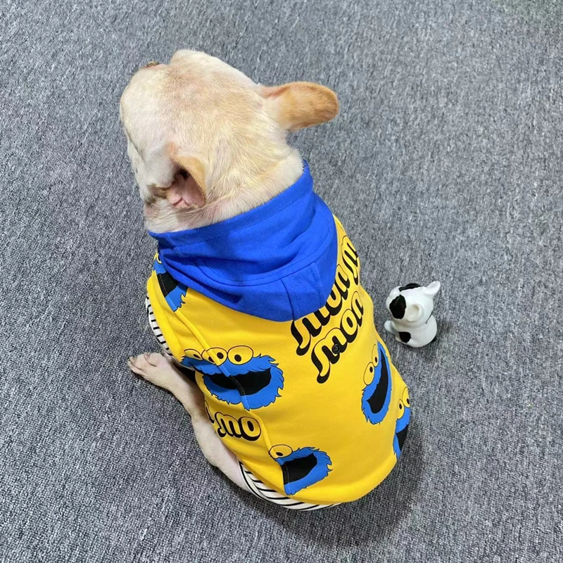 法斗秋冬款加绒背心宠物狗狗连帽卫衣胖狗斗牛犬巴哥加厚马甲衣服