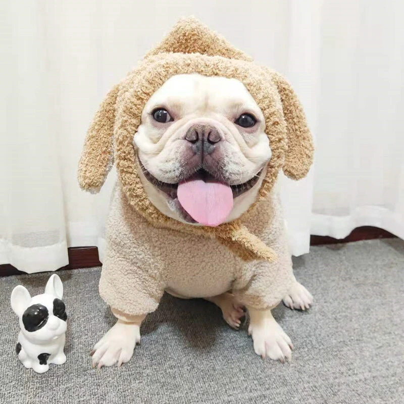 法斗帽子秋冬季加绒围脖巴哥防寒帽宠物狗狗柴犬柯基可爱保暖头套