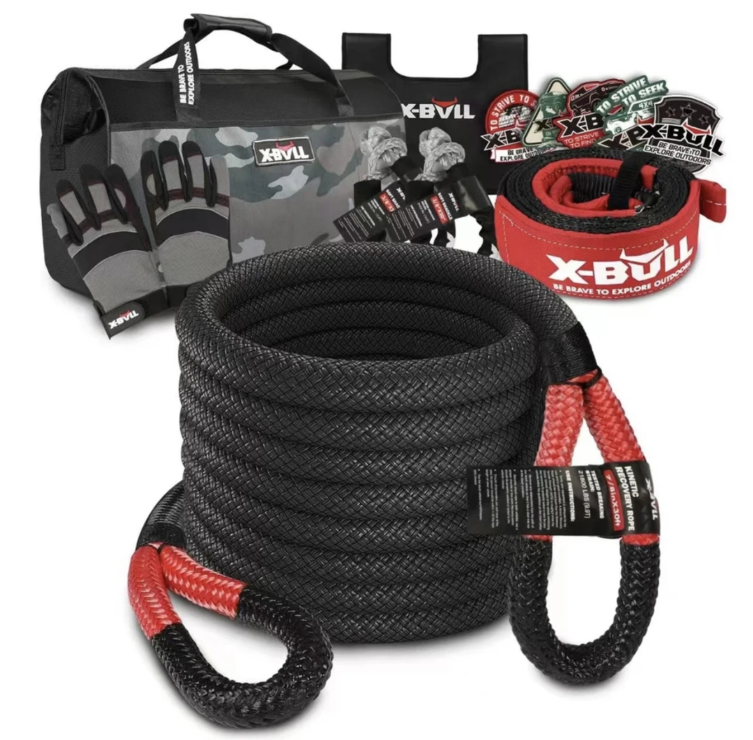 越野救援拖车脱困绳基础套装八件套 XBULL弹力绳抱 树带软卸扣