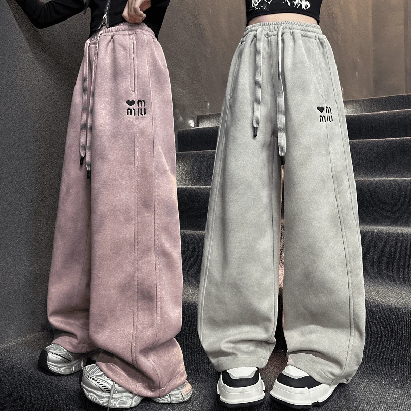 女童裤子春秋6-12岁15岁中大童爆款洋气休闲宽松小女孩时尚脏脏裤