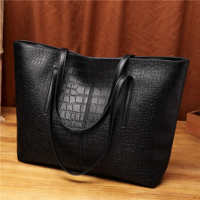 香港代购真皮包包潮流新款潮大容量单肩包黑色托特包女包手提大包