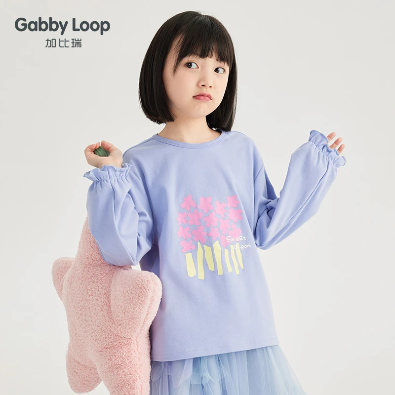 【110-130清货】加比瑞童装 女童春秋舒适圆领长袖T恤衫GTC33004
