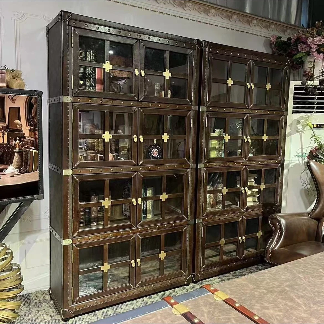 美式复古书柜酒柜玄关柜家用大容量餐边柜储物柜展示柜