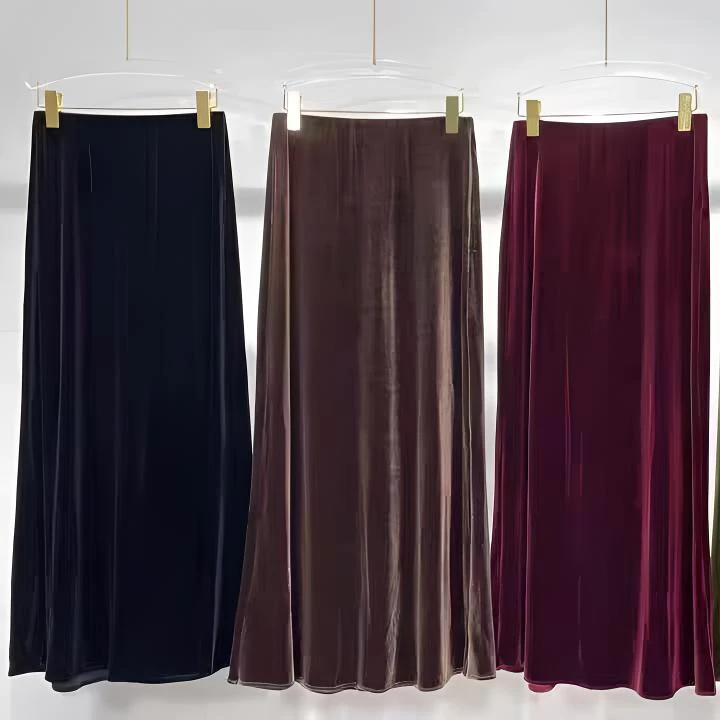 【华贵绮丽】省心穿搭高级真丝丝绒松紧腰显瘦半裙清冷系禅意衣服女