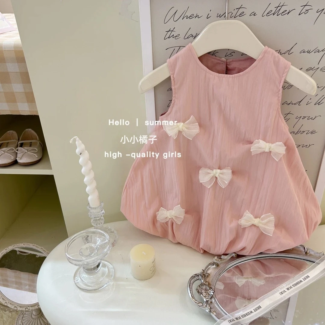 甜美夏季新款手工小草莓超可爱女童连衣裙女宝宝百搭无袖背心裙