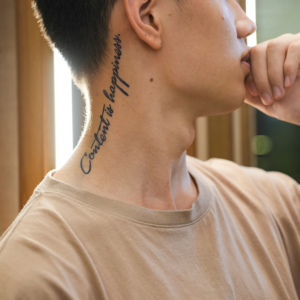 英文短句系列酷帅草本果汁纹身贴纸防水防搓不反光半永久维持1-2