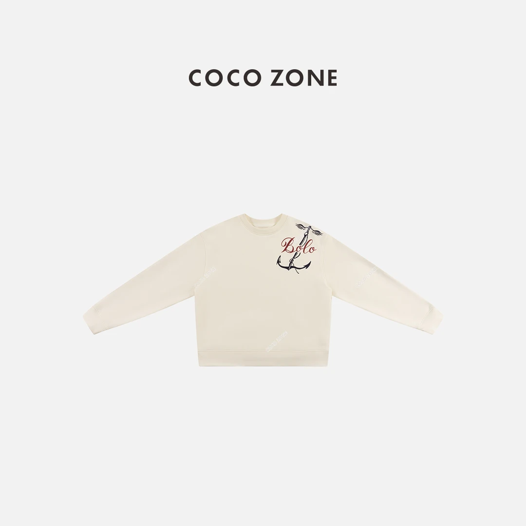 COCO ZONE 刘一一 秋季100棉字母印花套头圆领卫衣CC2D2563