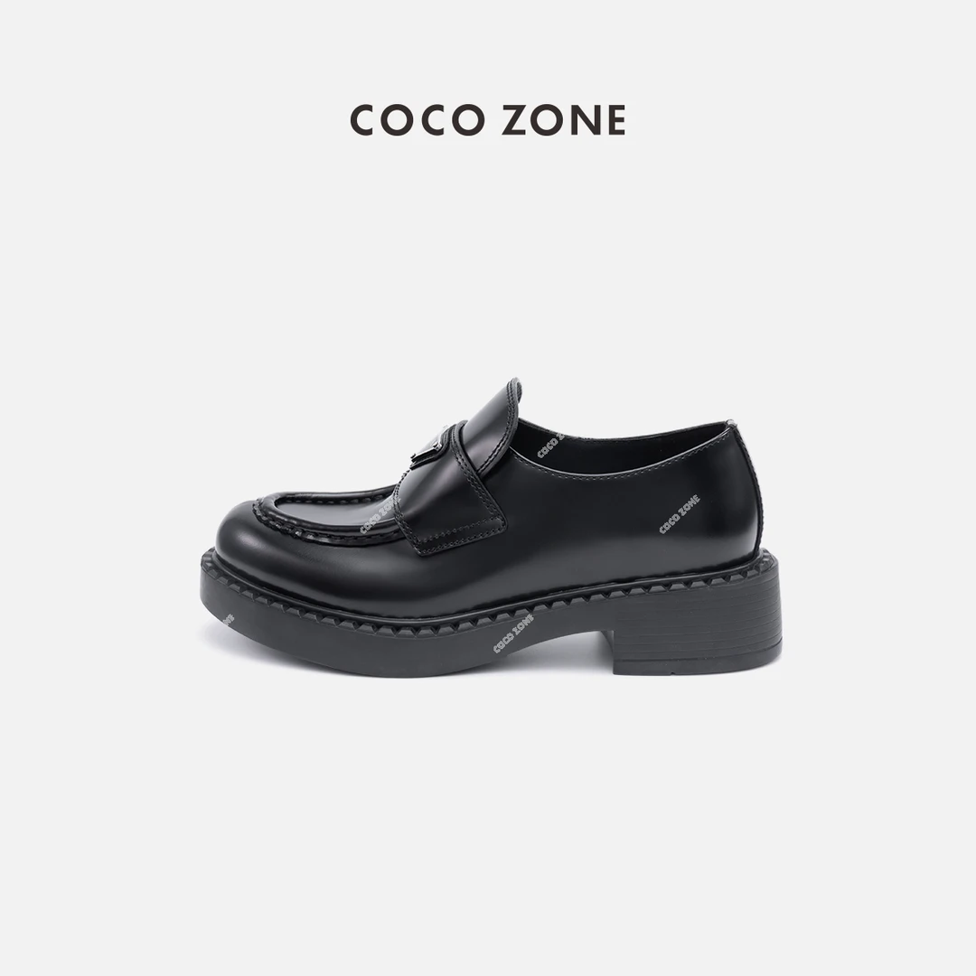 COCO ZONE 刘一一 厚底粗跟乐福鞋圆头一脚蹬单鞋CC2B0449