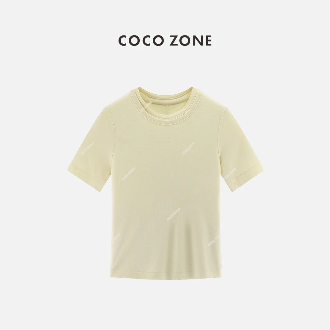 COCO ZONE 刘一一"肤感T"新款圆领短袖T恤休闲百搭上衣 CC2A0182