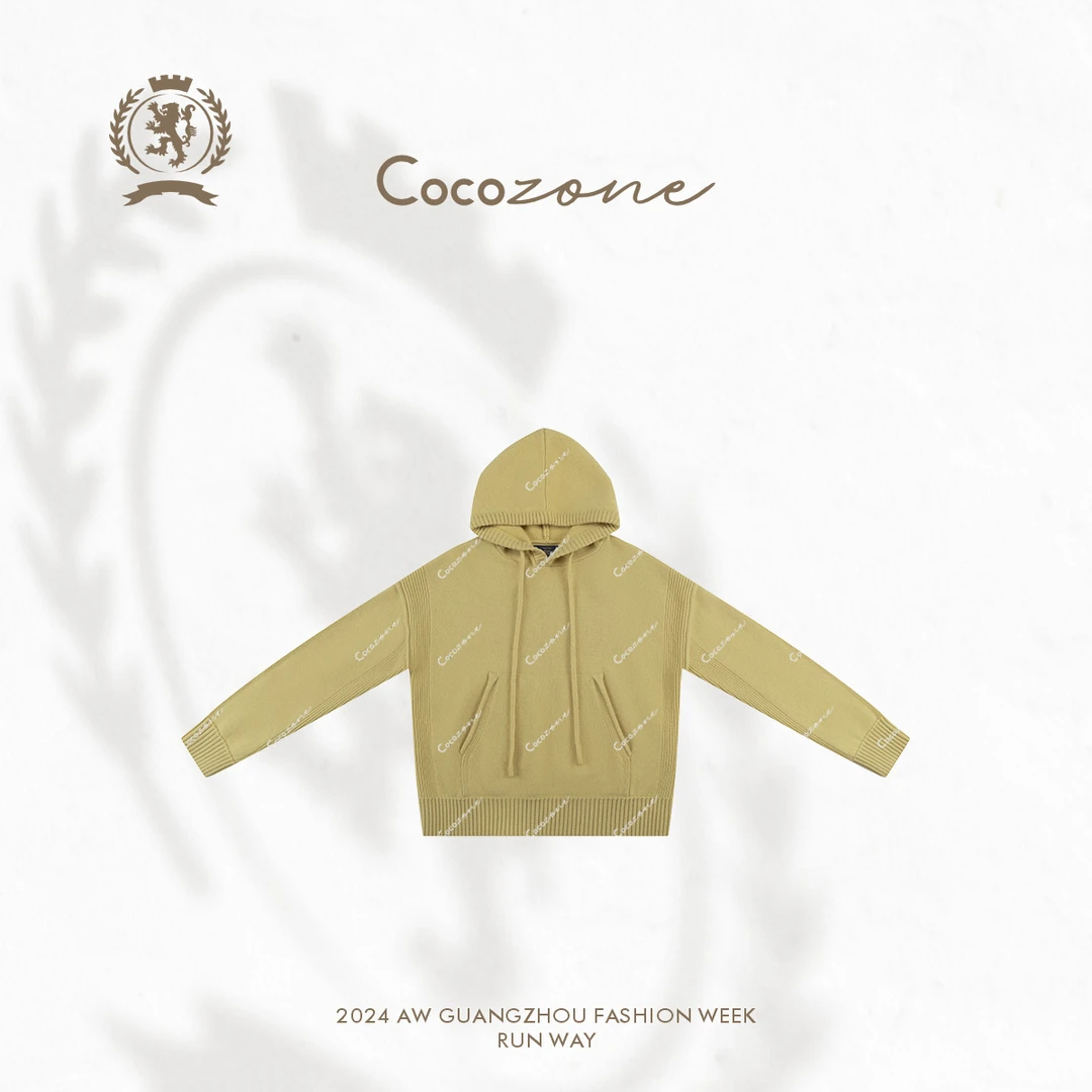 COCO ZONE 刘一一 ”英伦学院“ 100绵羊毛连帽针织衫CC1C2264