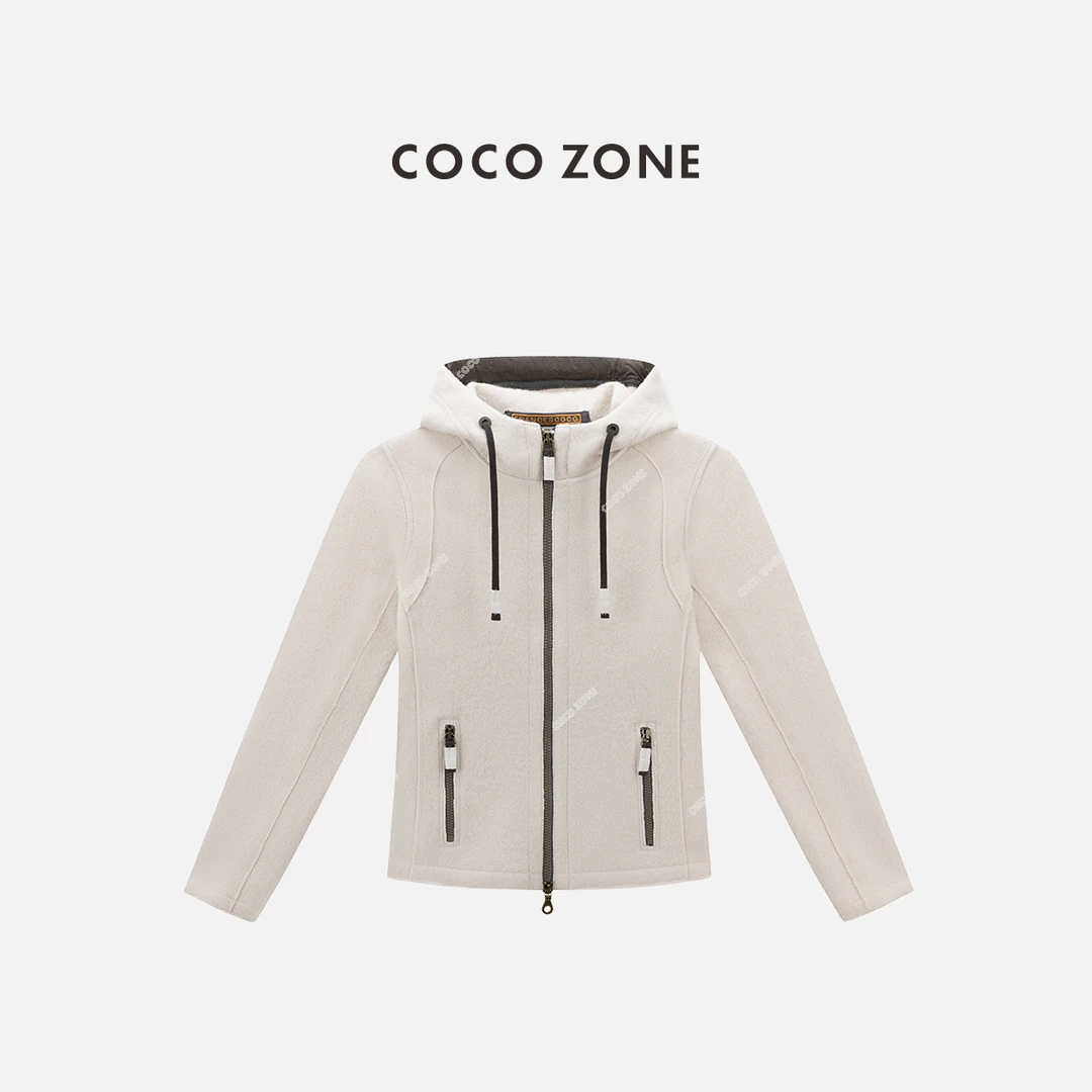 COCO ZONE 刘一一 双头拉链连帽休闲外套百搭长袖上衣CC1C1599