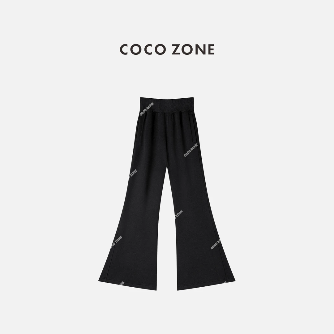 COCO ZONE 刘一一 设计感松紧腰微喇裤显瘦女士直筒裤CC1D2343