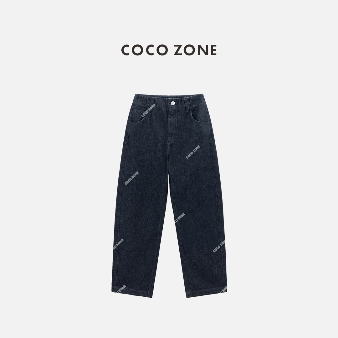 COCO ZONE 刘一一 100棉后松紧腰牛仔裤百搭直筒裤CC1C1571