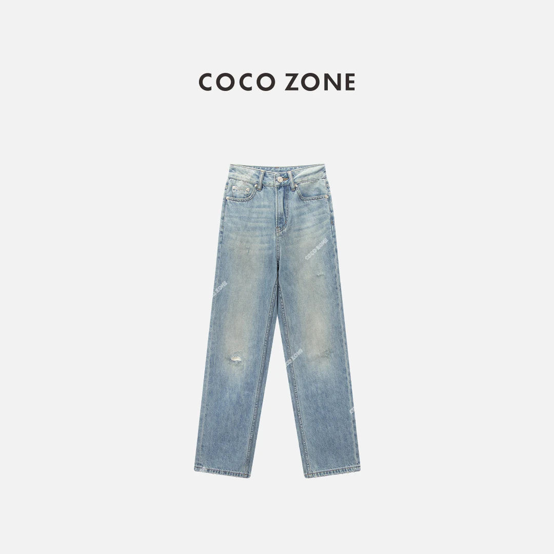 COCO ZONE 刘一一 100棉显瘦百搭牛仔裤百搭通勤风直筒裤CC1B1240