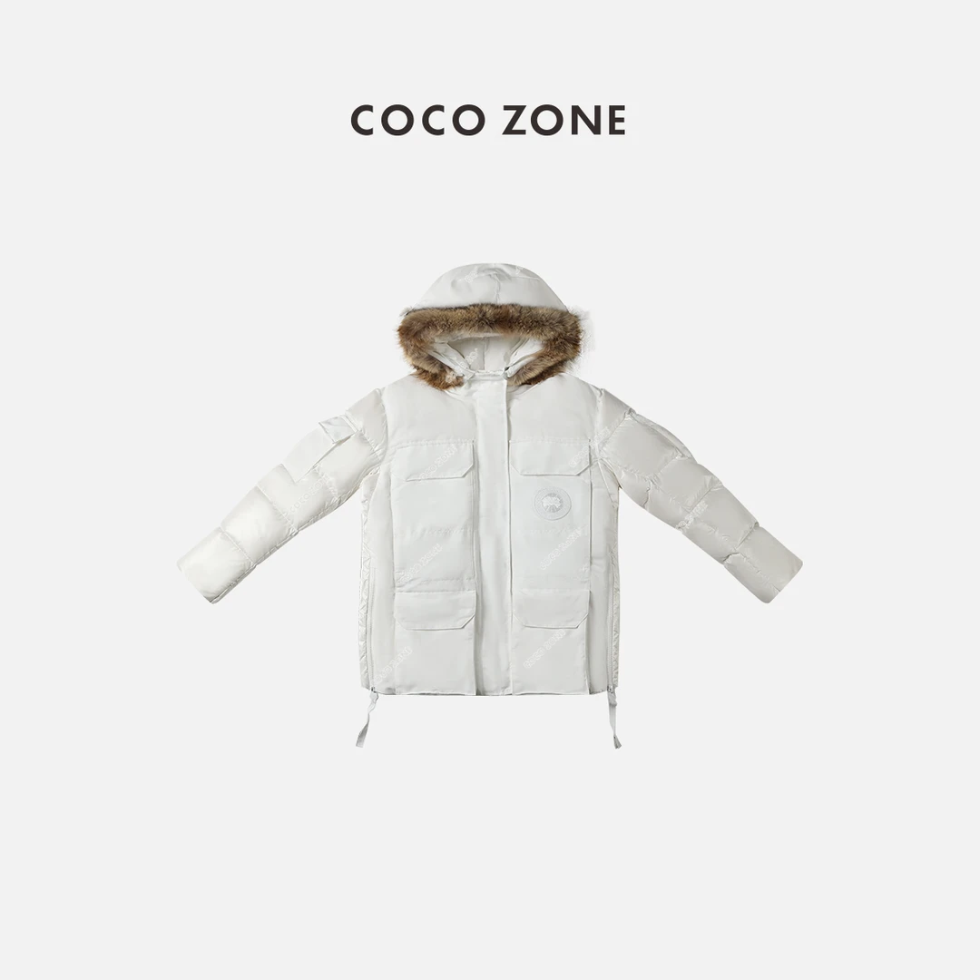 COCO ZONE 刘一一 "极寒系列"90鹅绒连帽毛领拉链羽绒服23C30069