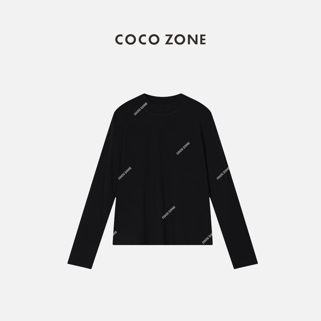 COCO ZONE 刘一一 春秋圆领打底衫长袖休闲内搭T恤上衣23C19412