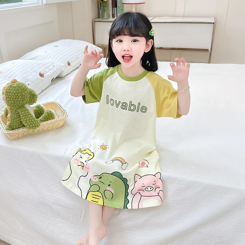 女童莫代尔睡裙夏季2024新款夏款睡袋女孩宝宝儿童家居服薄款睡衣
