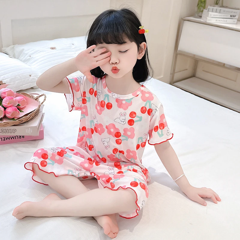 女童睡衣2024新款夏季薄款可爱儿童公主睡裙女孩宝宝连体衣空调服